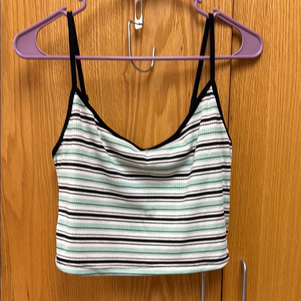SHEIN Striped Cami Top - Black, White, Mint